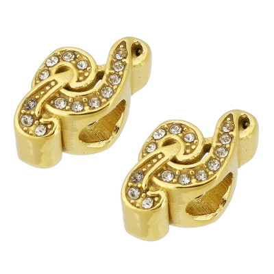 Treble clef bead with surgical steel latches, two color variants