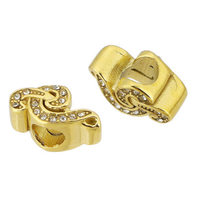 Treble clef bead with surgical steel latches, two color variants