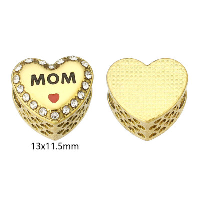 Heart bead with the inscription MUM, surgical steel, two color variants