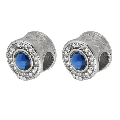 Bead WITH BLUE STONE AND CHATONS surgical steel two color variants