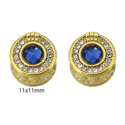 Bead WITH BLUE STONE AND CHATONS surgical steel two color variants