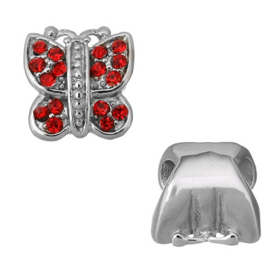 Bead bow tie with rhinestones in three colors of surgical steel