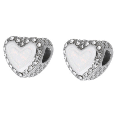 Heart bead with colored enamel, surgical steel