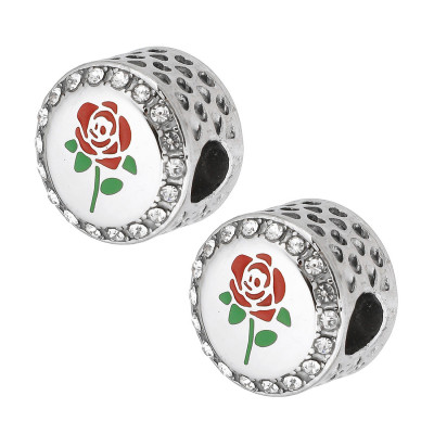 Surgical steel bead with a rose