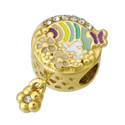 Bead blooming meadow with a flower surgical steel