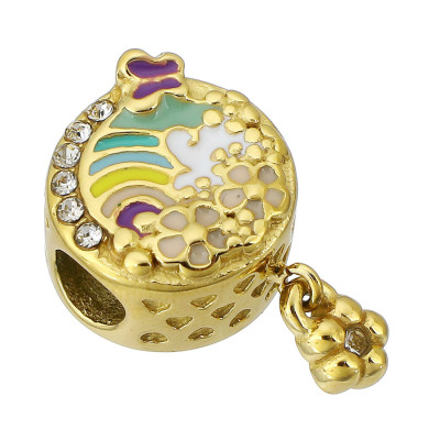 Bead blooming meadow with a flower surgical steel