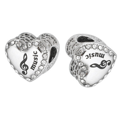 Heart bead with note and inscription MUSIC surgical steel