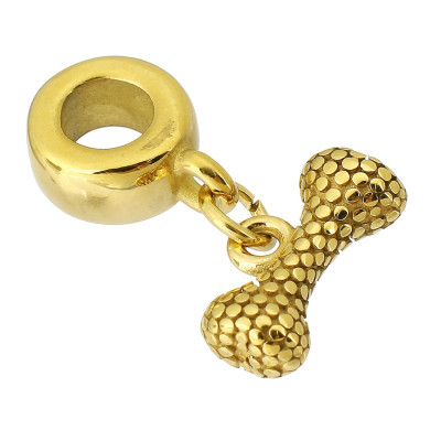 Eyelet with pendant made of surgical steel bone