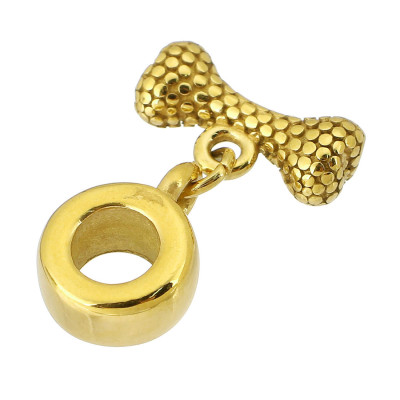 Eyelet with pendant made of surgical steel bone