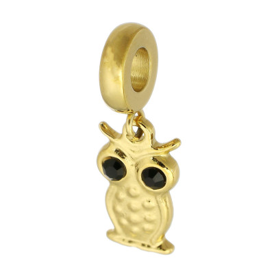 Eyelet with pendant in the shape of an owl, surgical steel