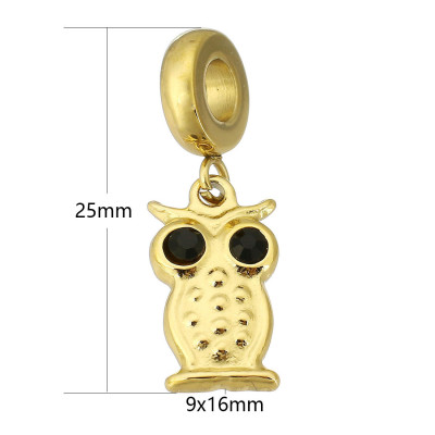 Eyelet with pendant in the shape of an owl, surgical steel