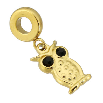 Eyelet with pendant in the shape of an owl, surgical steel
