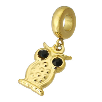 Eyelet with pendant in the shape of an owl, surgical steel