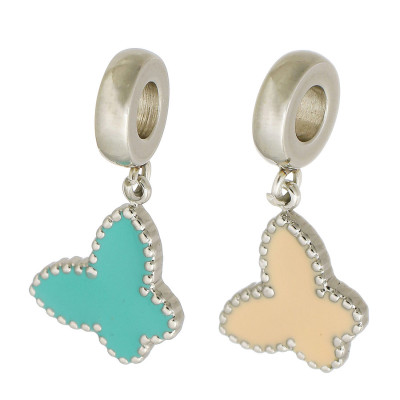 Eyelet with bow tie pendant, two color combinations, surgical steel