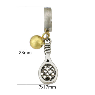 Eyelet with pendant tennis racket surgical steel