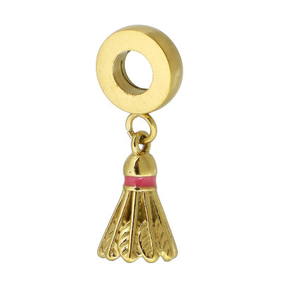 Eyelet with pendant badminton ball two color combinations surgical steel