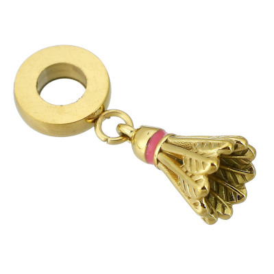 Eyelet with pendant badminton ball two color combinations surgical steel