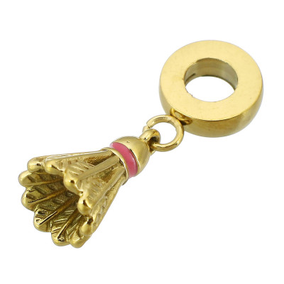 Eyelet with pendant badminton ball two color combinations surgical steel