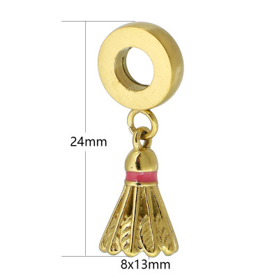 Eyelet with pendant badminton ball two color combinations surgical steel