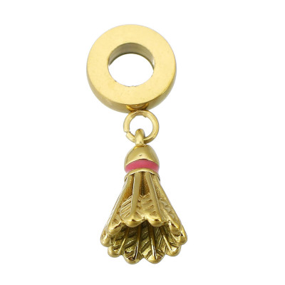 Eyelet with pendant badminton ball two color combinations surgical steel