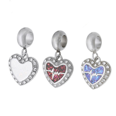 Eyelet with HEART cardiograph surgical steel three color variants