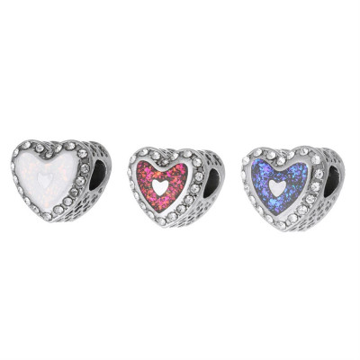 Surgical steel heart bead