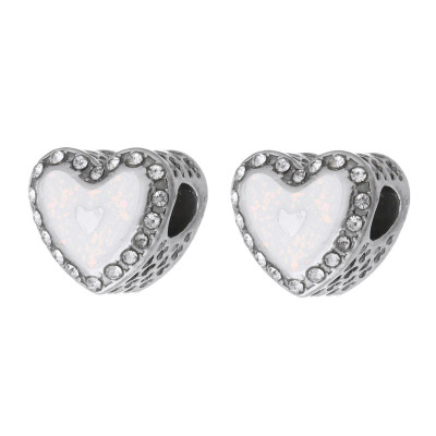 Surgical steel heart bead