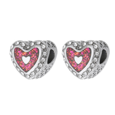 Surgical steel heart bead