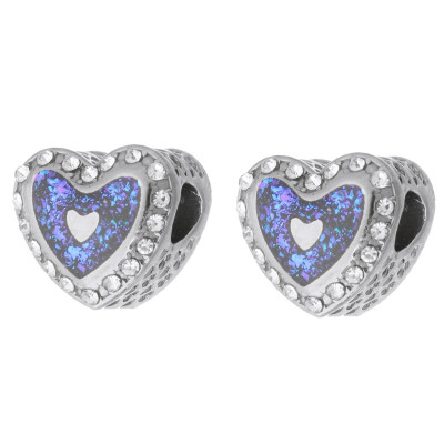 Surgical steel heart bead