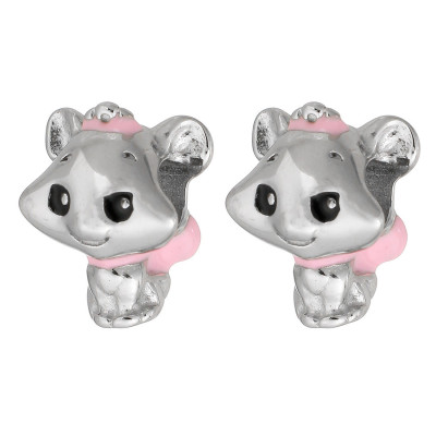 Korálek ZVÍŘÁTKO S RŮŽOVOU MAŠLIČKOU chirurgická ocel