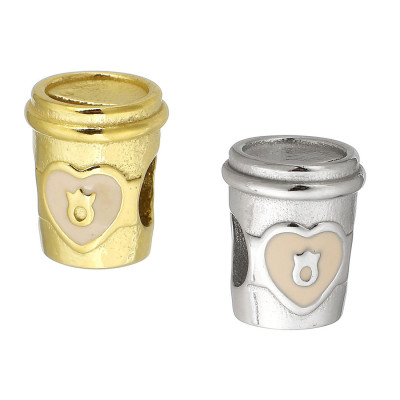 Bead trash can with a heart surgical steel two variants