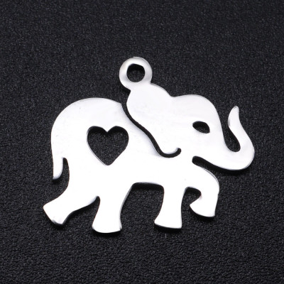 Pendant elephant with heart surgical steel