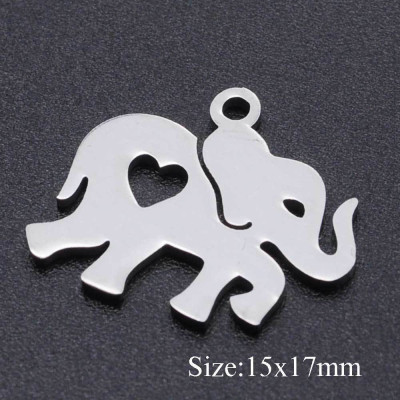 Pendant elephant with heart surgical steel