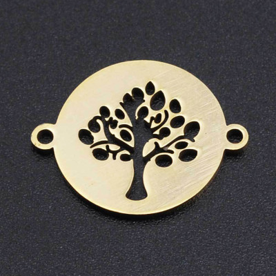 Slab connector with tree of life surgical steel