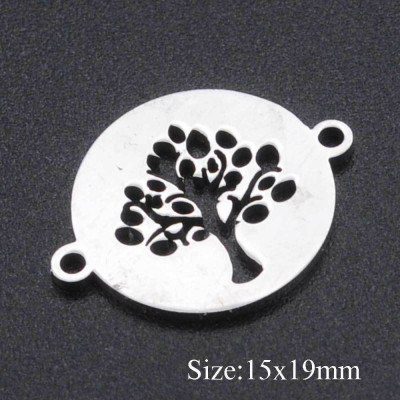 Slab connector with tree of life surgical steel