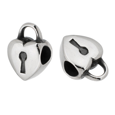 Bead with a large hole in the shape of a surgical steel castle