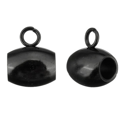 Korálek s očkem 7 x 6mm černá galvanizace chirurgická ocel