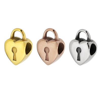 Korálek s velkým průvlekem ve tvaru zámečku z chirurgické oceli