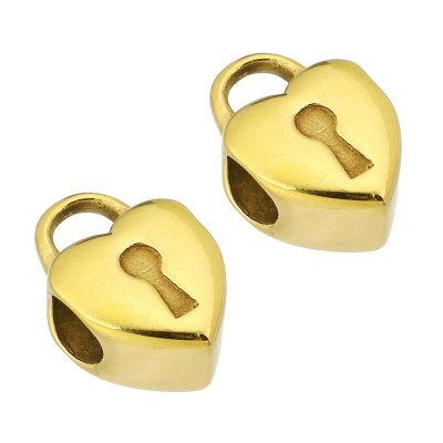 Bead with a large hole in the shape of a surgical steel castle