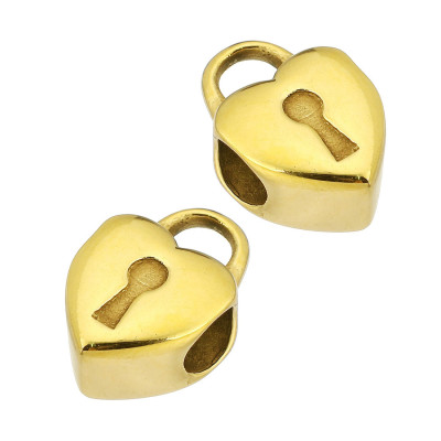 Korálek s velkým průvlekem ve tvaru zámečku z chirurgické oceli