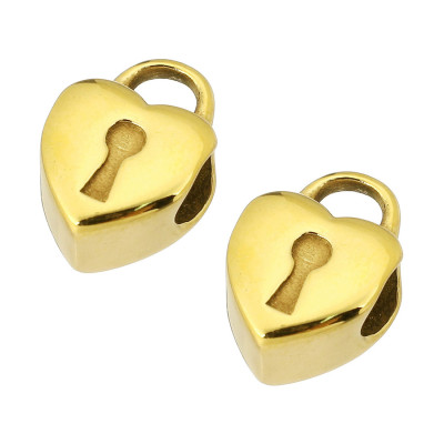 Korálek s velkým průvlekem ve tvaru zámečku z chirurgické oceli