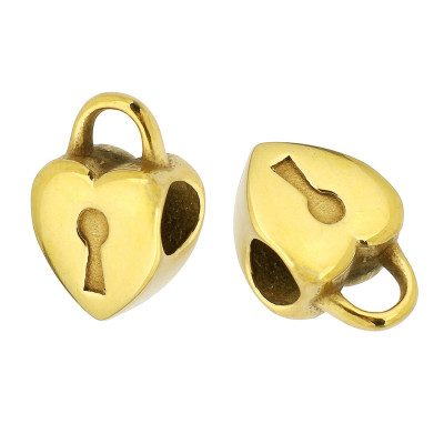 Bead with a large hole in the shape of a surgical steel castle