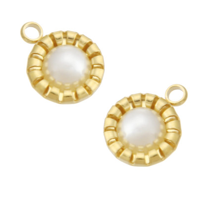 Pendant with artificial pearl, surgical steel, two variants