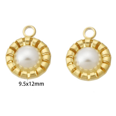 Pendant with artificial pearl, surgical steel, two variants