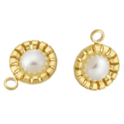 Pendant with artificial pearl, surgical steel, two variants