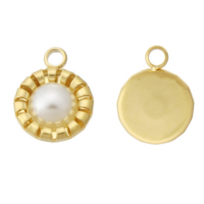 Pendant with artificial pearl, surgical steel, two variants