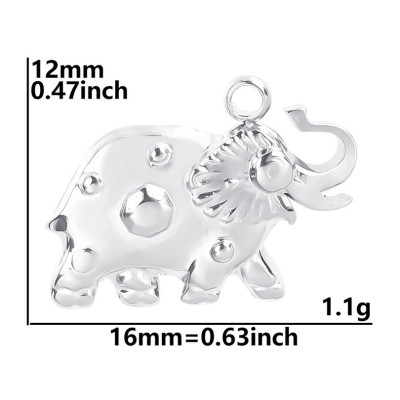 Elephant pendant, surgical steel, two color options