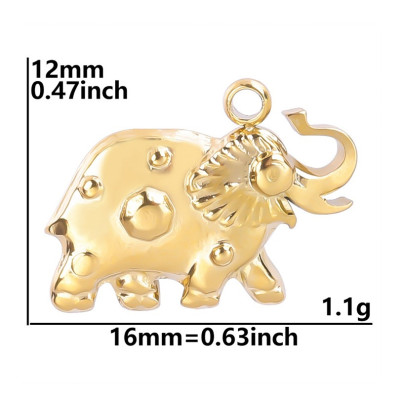 Elephant pendant, surgical steel, two color options