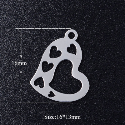 Heart pendant with hearts on the sides, surgical steel