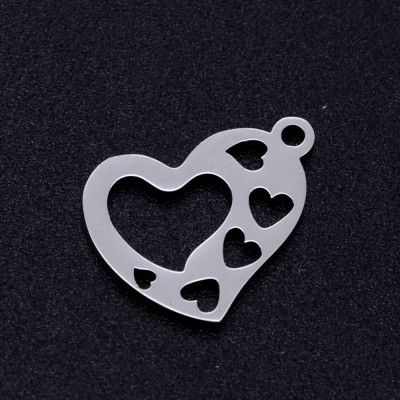 Heart pendant with hearts on the sides, surgical steel